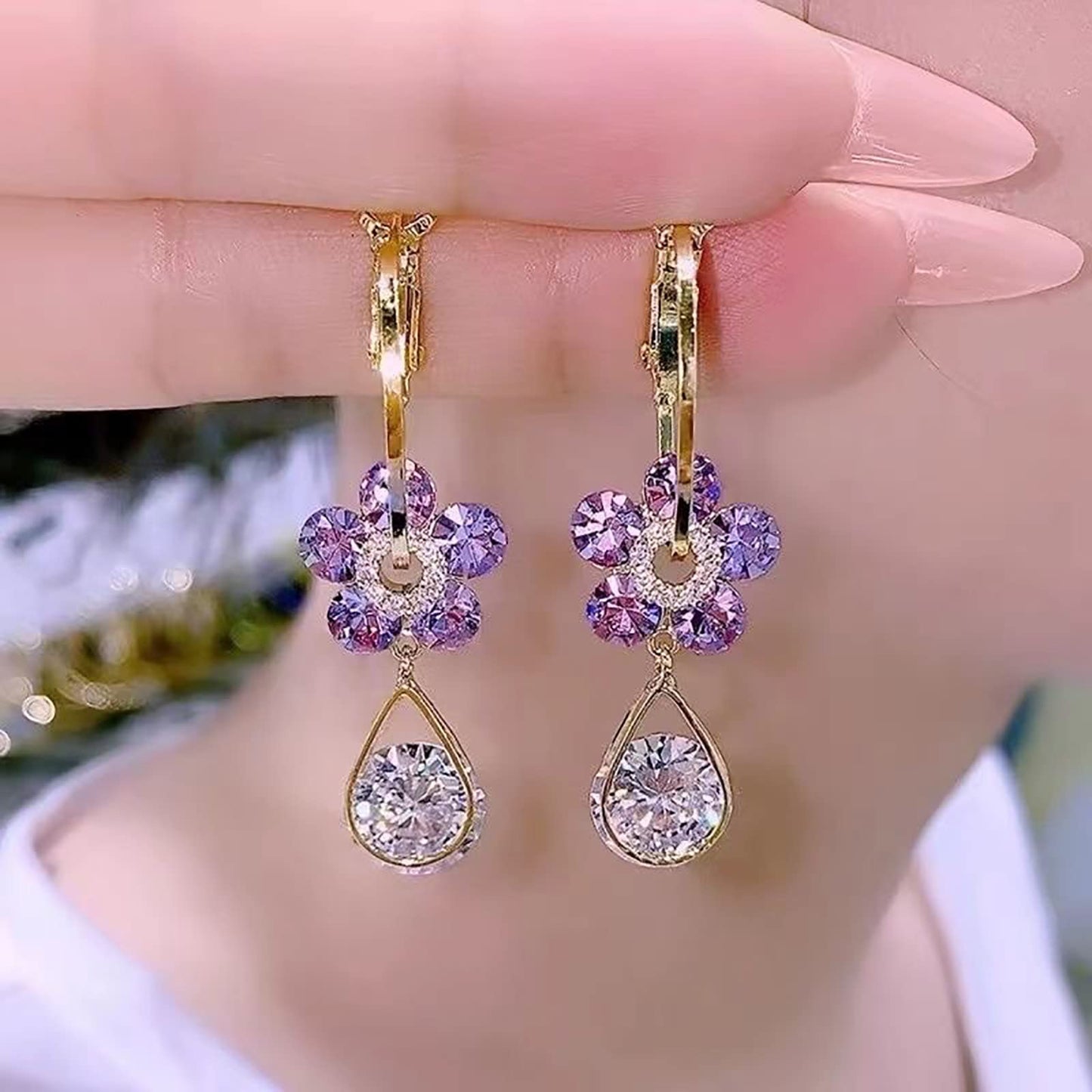Aros "Flor de Amatista" - (Oferta 2x1)
