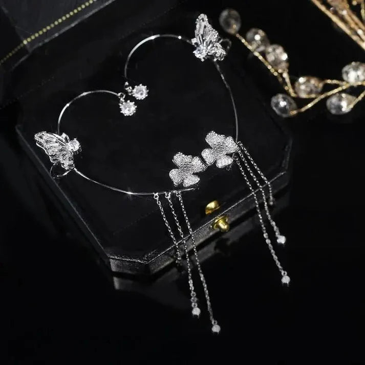Aretes Mariposa pompón sin perforación (Oferta 2x1)