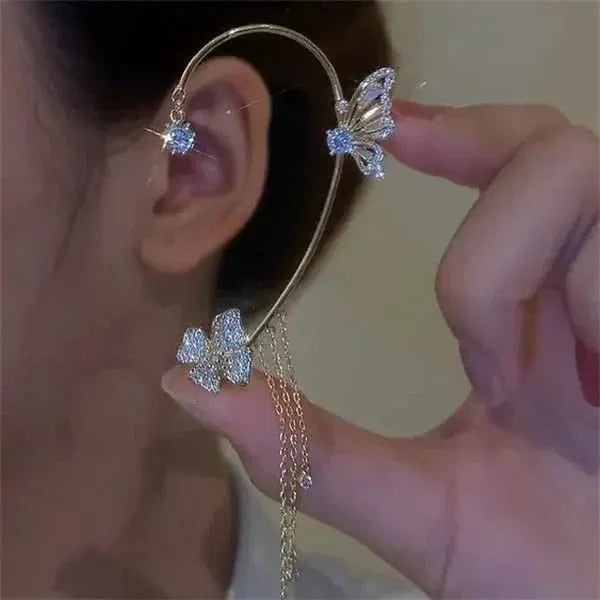 Aretes Mariposa pompón sin perforación (Oferta 2x1)